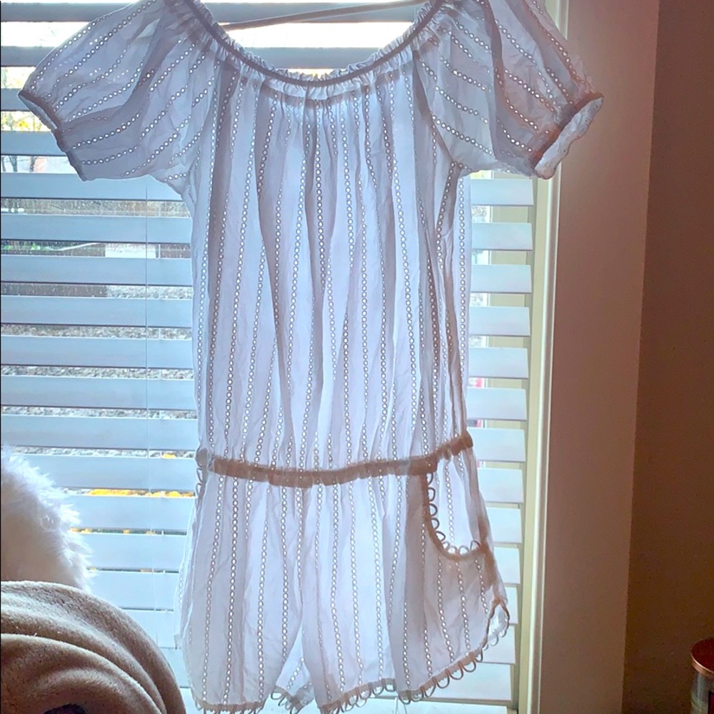 White Romper Off-Shoulder